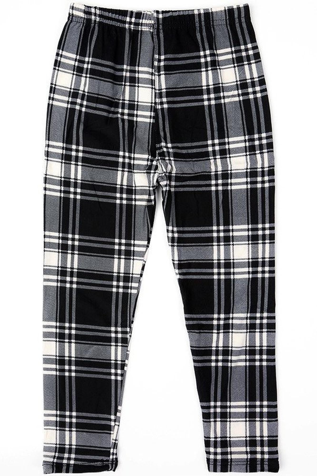 Wholesale Buttery Soft White Plaid Kids Leggings