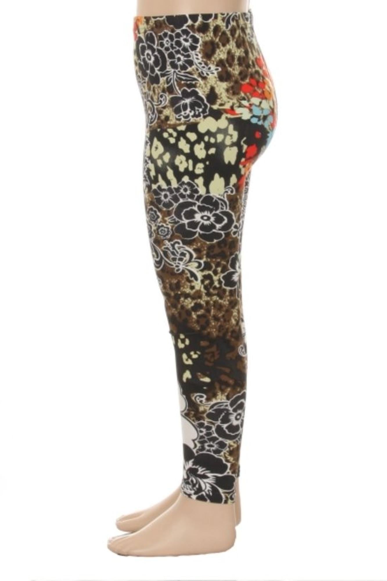 Wholesale Buttery Soft Floral Leopard Kid's Leggings