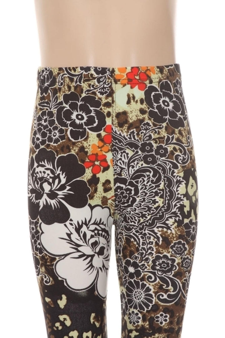 Wholesale Buttery Soft Floral Leopard Kid's Leggings