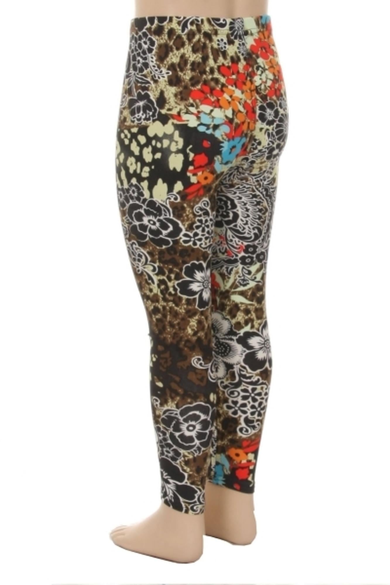 Wholesale Buttery Soft Floral Leopard Kid's Leggings
