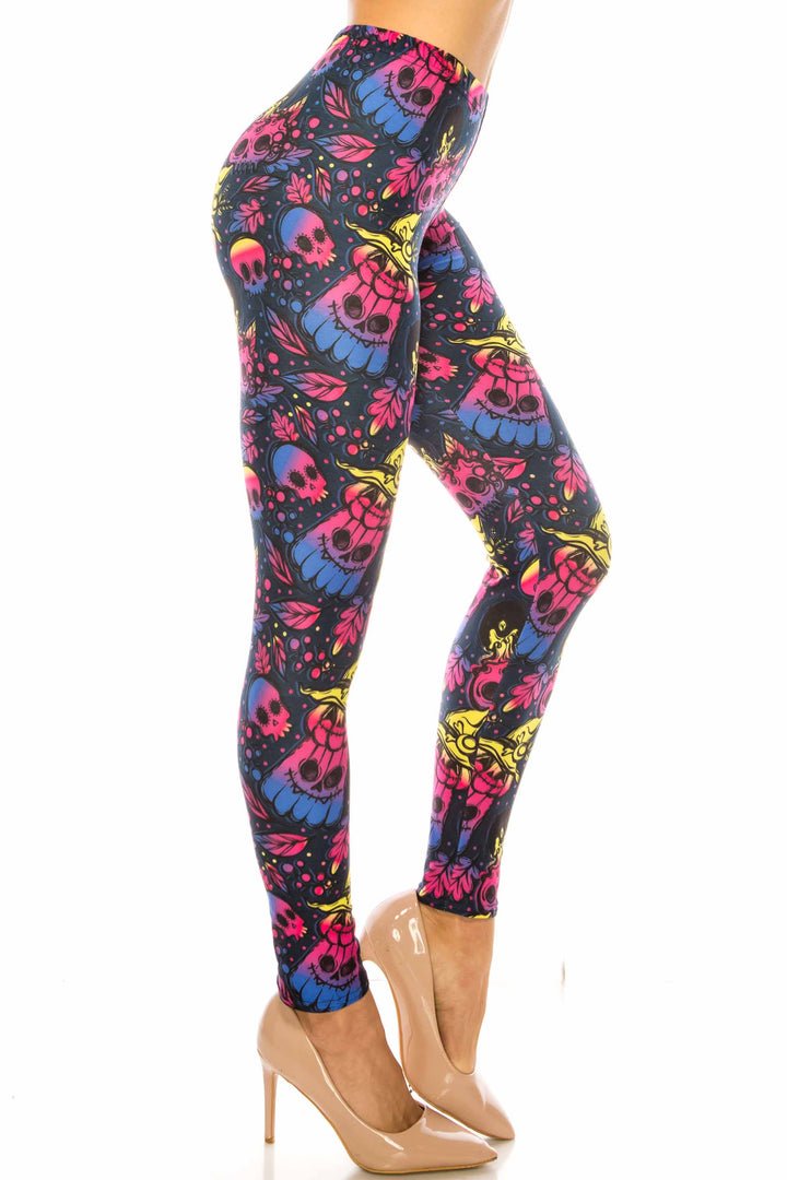 Wholesale Creamy Soft Autumn Ombre Skulls Kids Leggings - USA Fashion