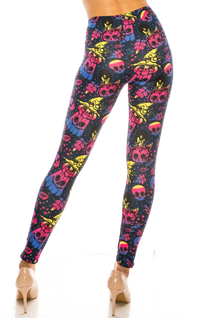 Wholesale Creamy Soft Autumn Ombre Skulls Kids Leggings - USA Fashion