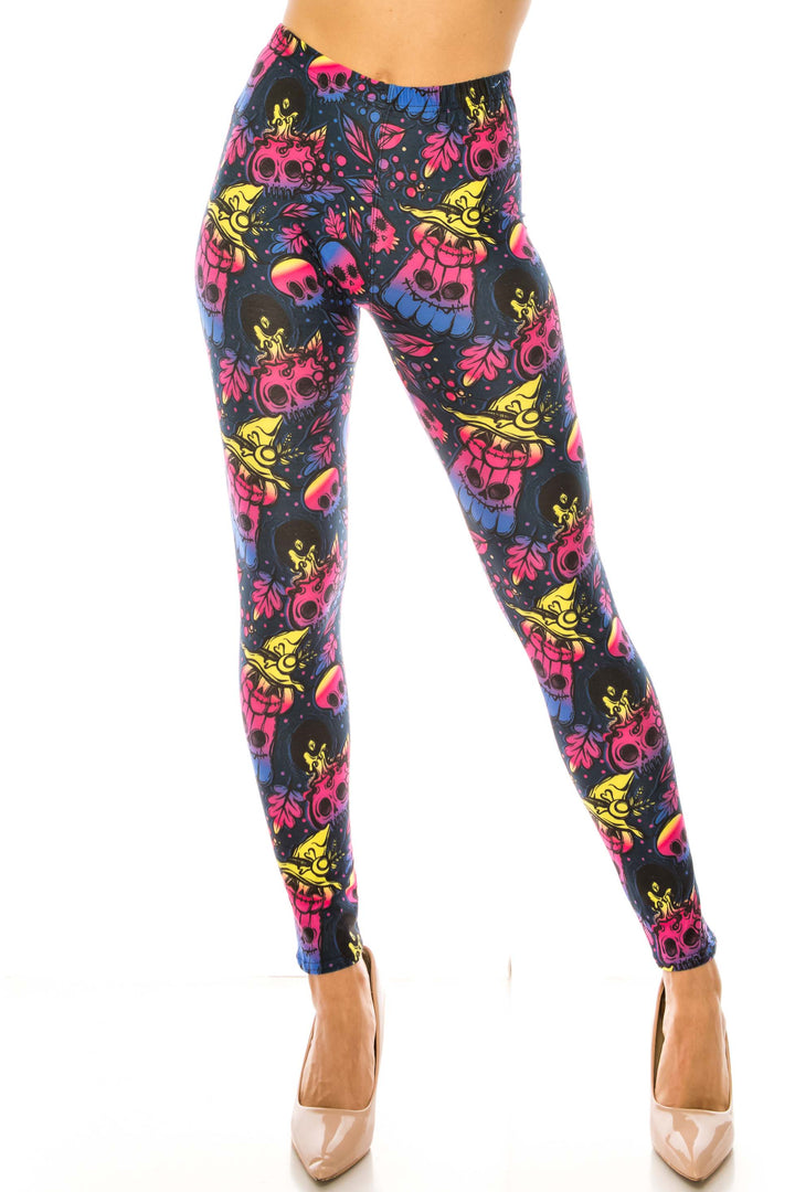 Wholesale Creamy Soft Autumn Ombre Skulls Kids Leggings - USA Fashion