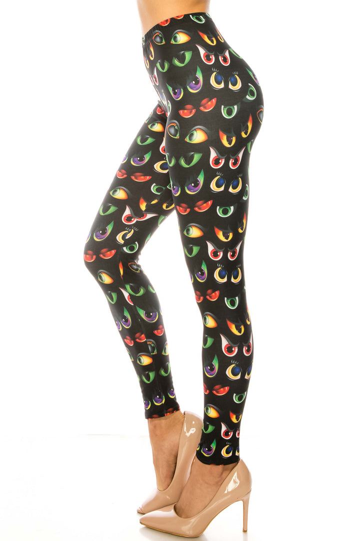 Wholesale Creamy Soft Evil Cartoon Eyes Kids Leggings - USA Fashion