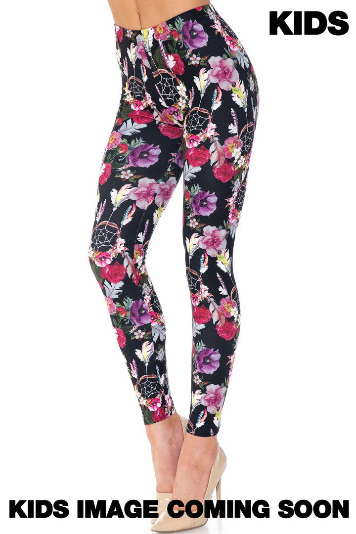 Wholesale Creamy Soft Floral Dreamcatcher Kids Leggings - USA Fashion