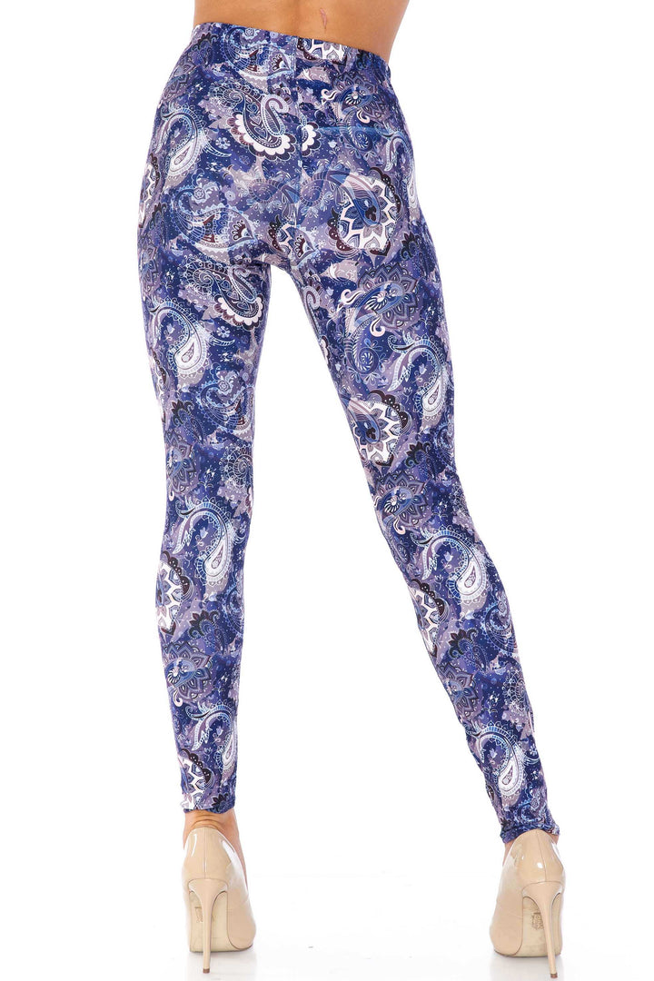 Wholesale Creamy Soft Indigo Blue Paisley Kids Leggings - USA Fashion