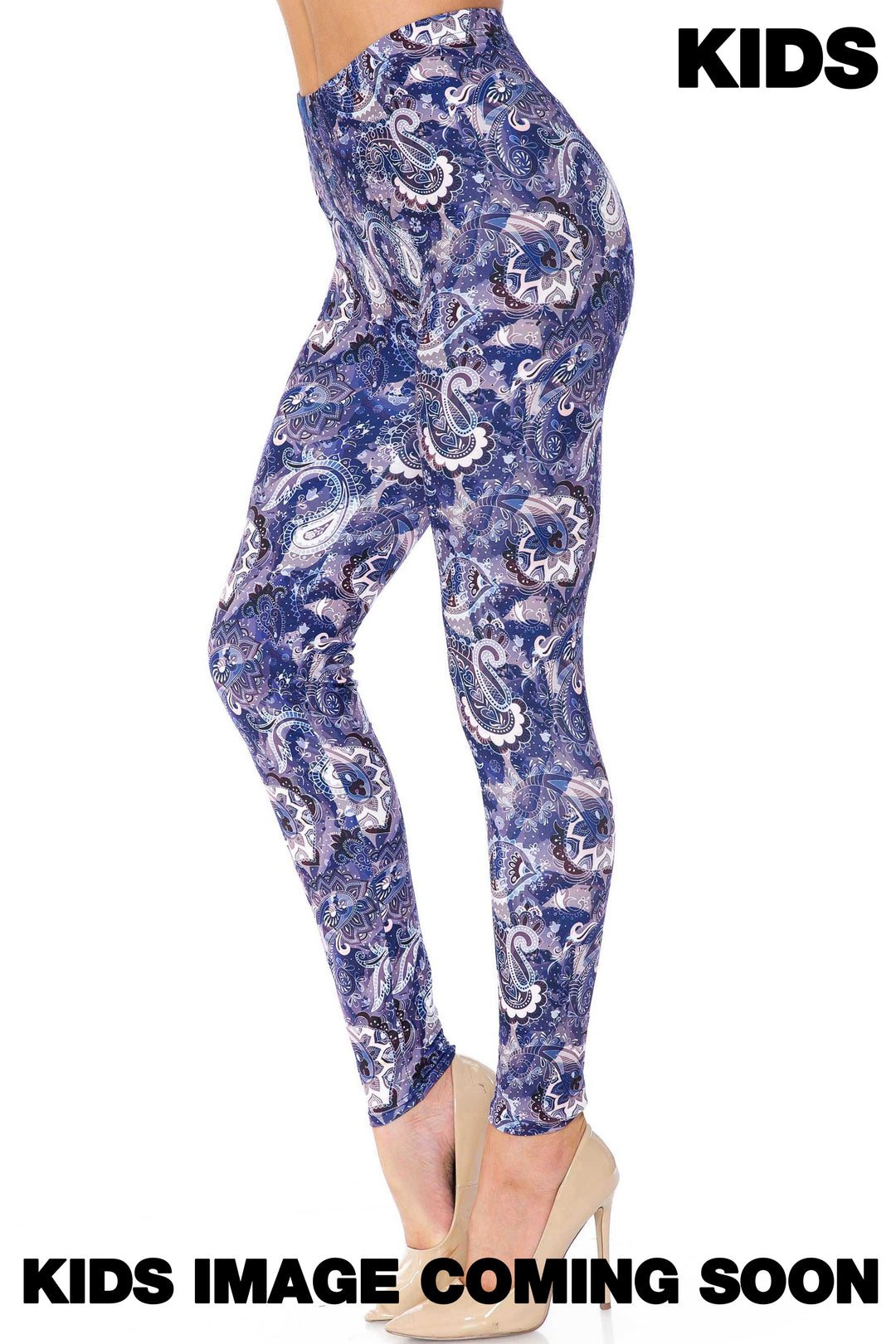 Wholesale Creamy Soft Indigo Blue Paisley Kids Leggings - USA Fashion