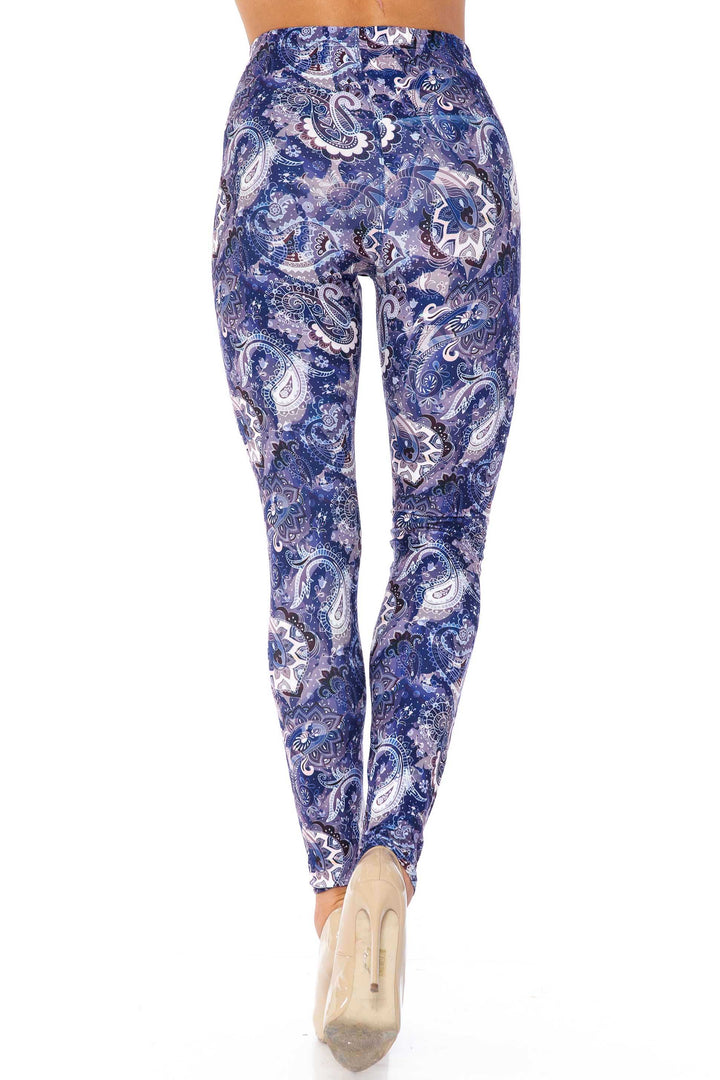 Wholesale Creamy Soft Indigo Blue Paisley Kids Leggings - USA Fashion