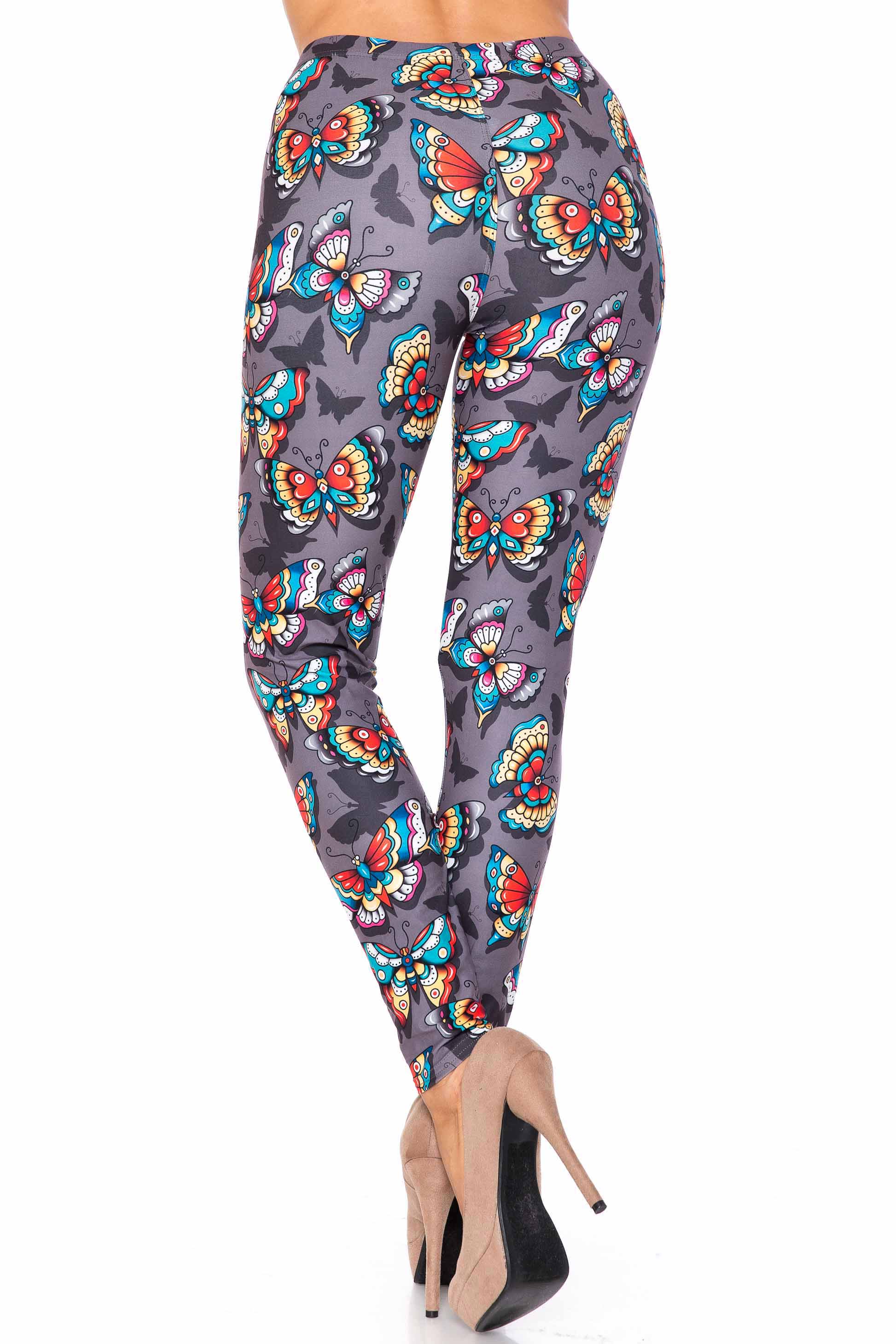 Wholesale Creamy Soft Jewel Tone Butterfly Kids Leggings - USA Fashion