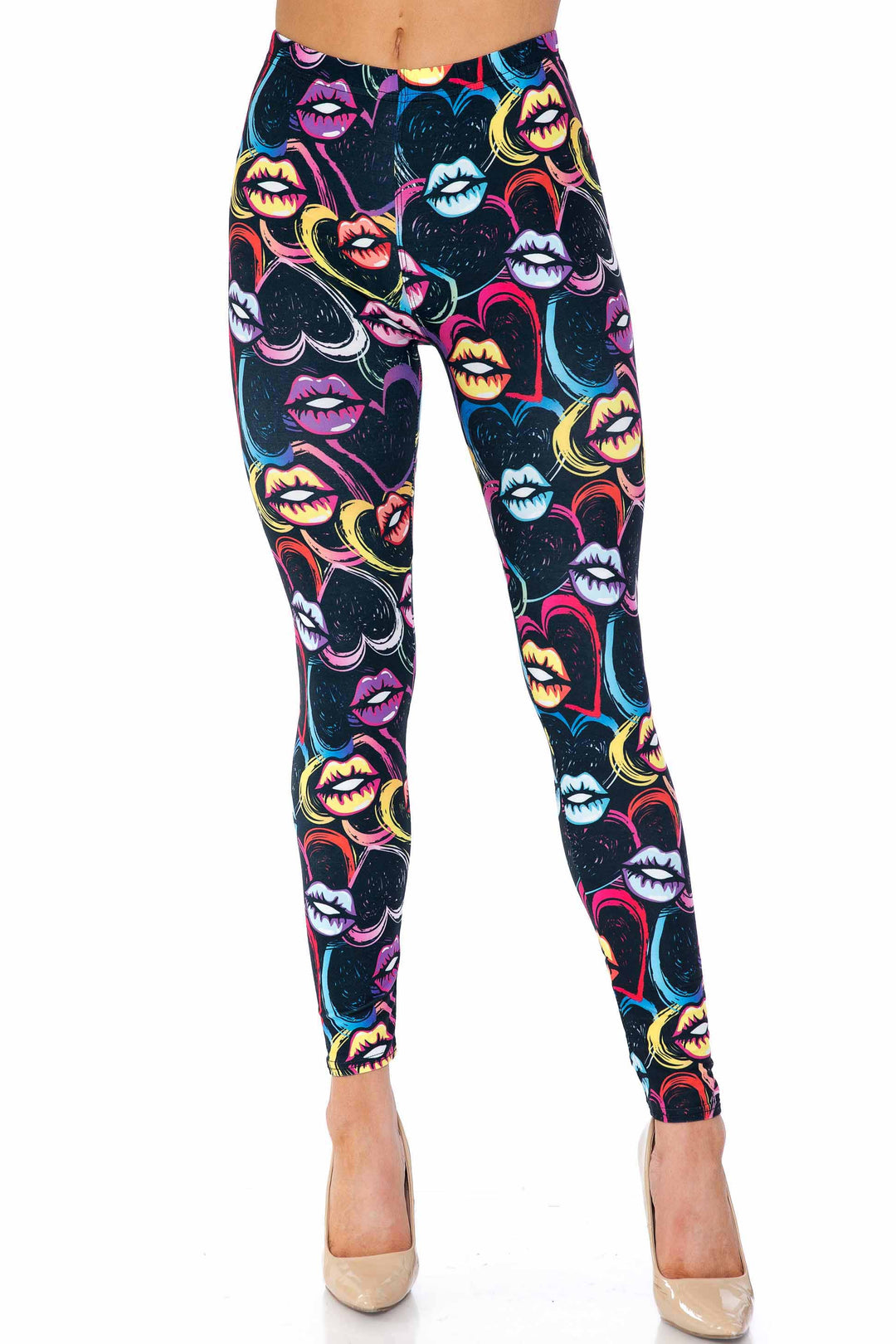 Wholesale Colorful Cartoon Lips and Hearts Kids Leggings - USA Fashion