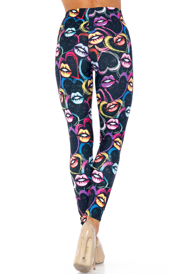 Wholesale Colorful Cartoon Lips and Hearts Kids Leggings - USA Fashion