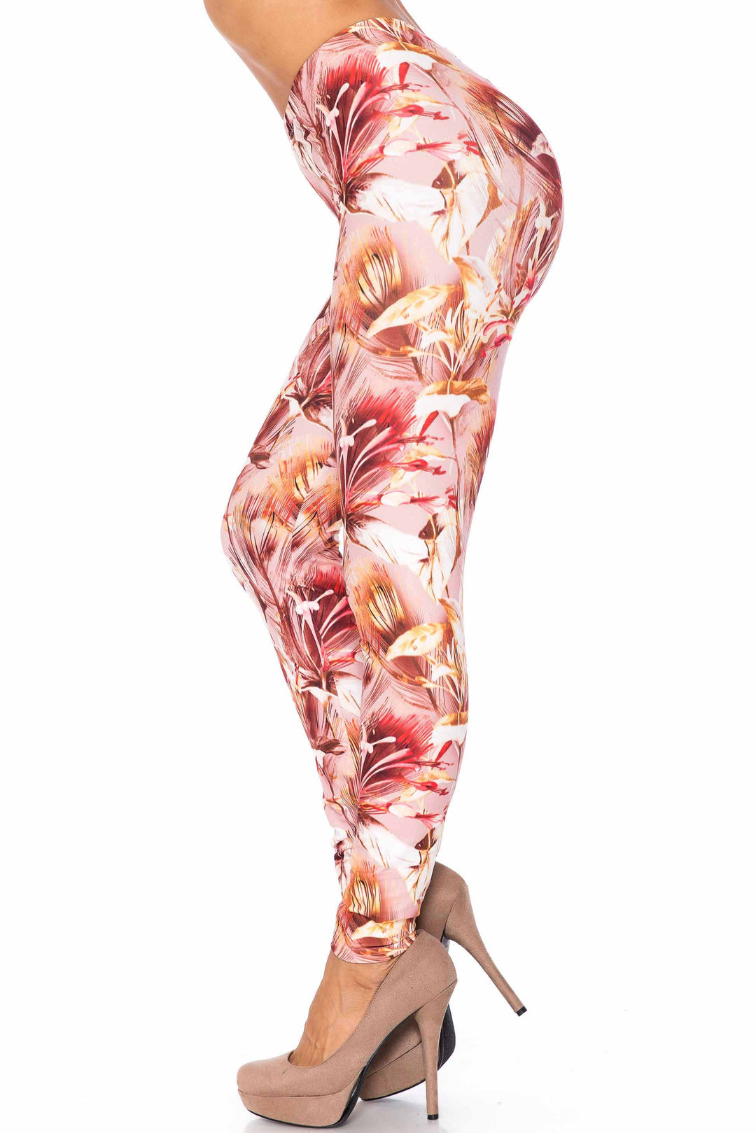 Wholesale Creamy Soft Mocha Floral Kids Leggings - USA Fashion