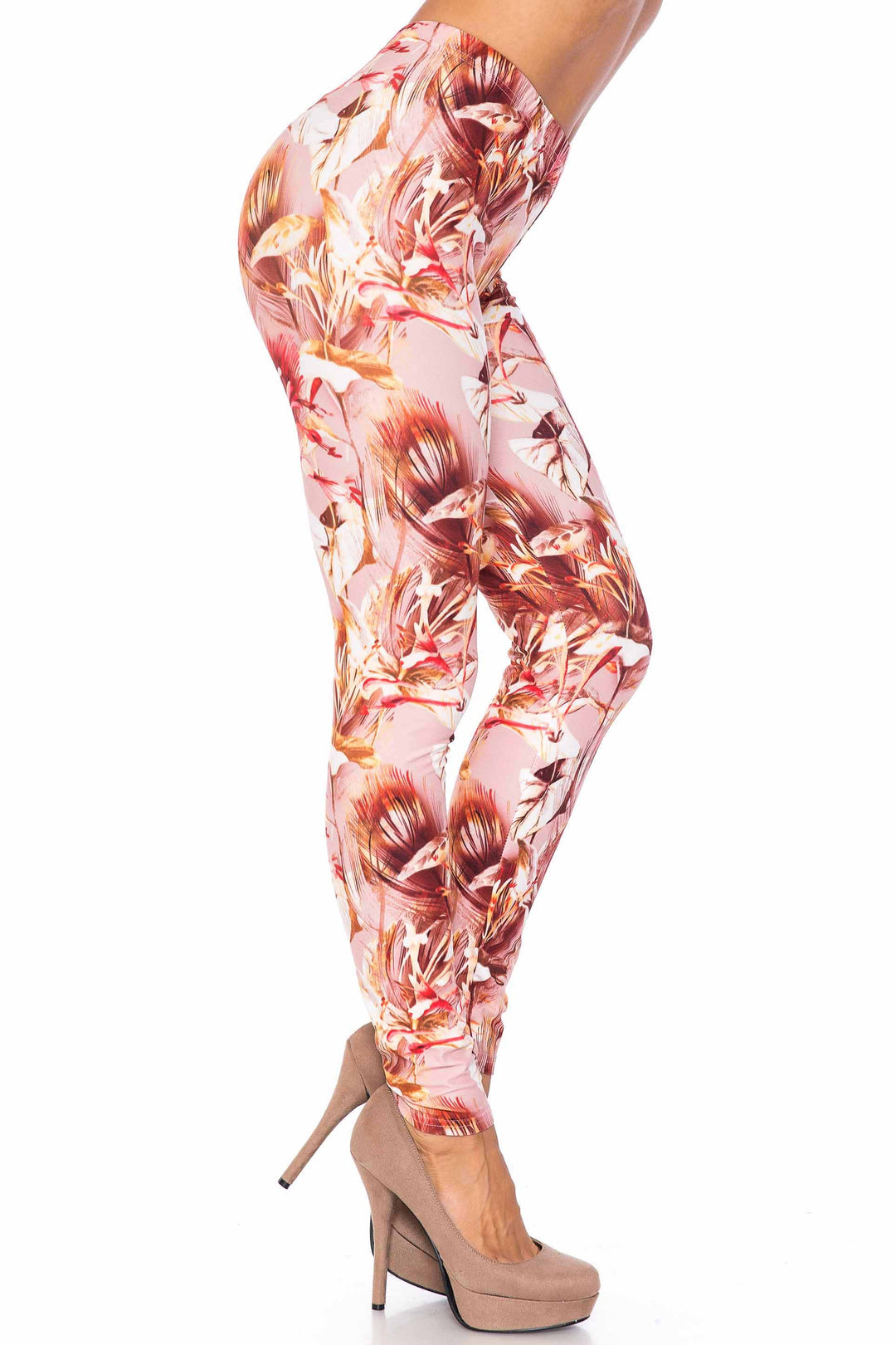 Wholesale Creamy Soft Mocha Floral Kids Leggings - USA Fashion