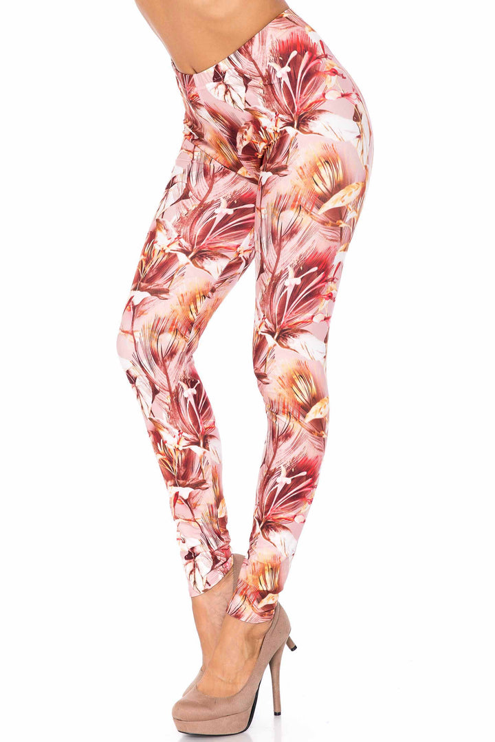 Wholesale Creamy Soft Mocha Floral Kids Leggings - USA Fashion