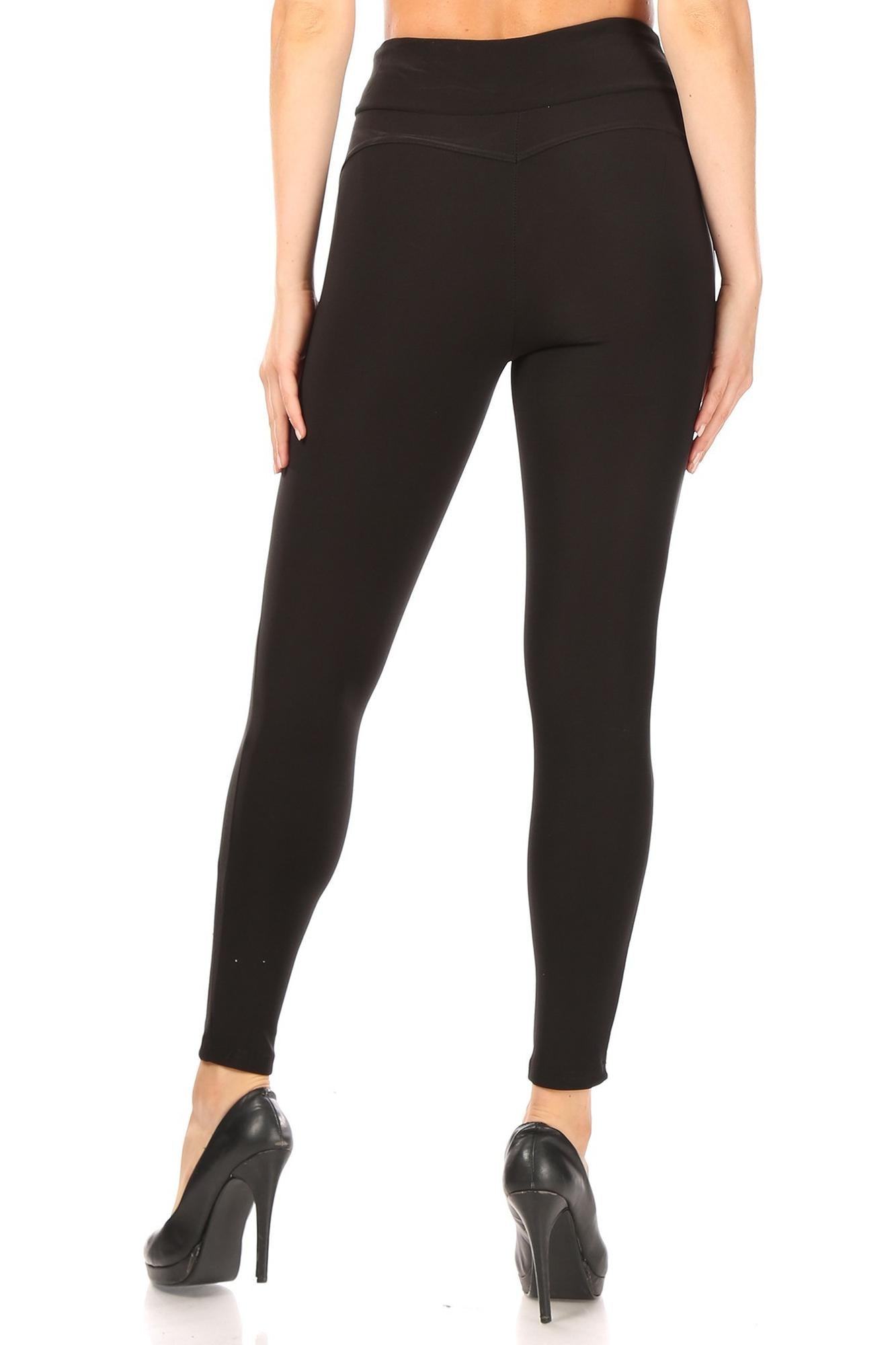 Wholesale Black High Waisted Treggings with Zipper Pockets