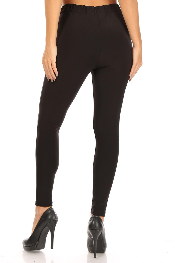 Wholesale Black Scuba High Waisted Treggings with Tie Front