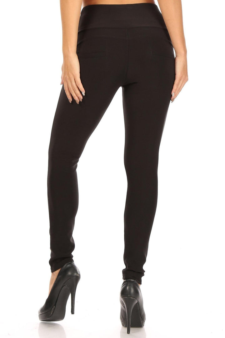 Wholesale Black Button Front High Waisted Body Sculpting Treggings