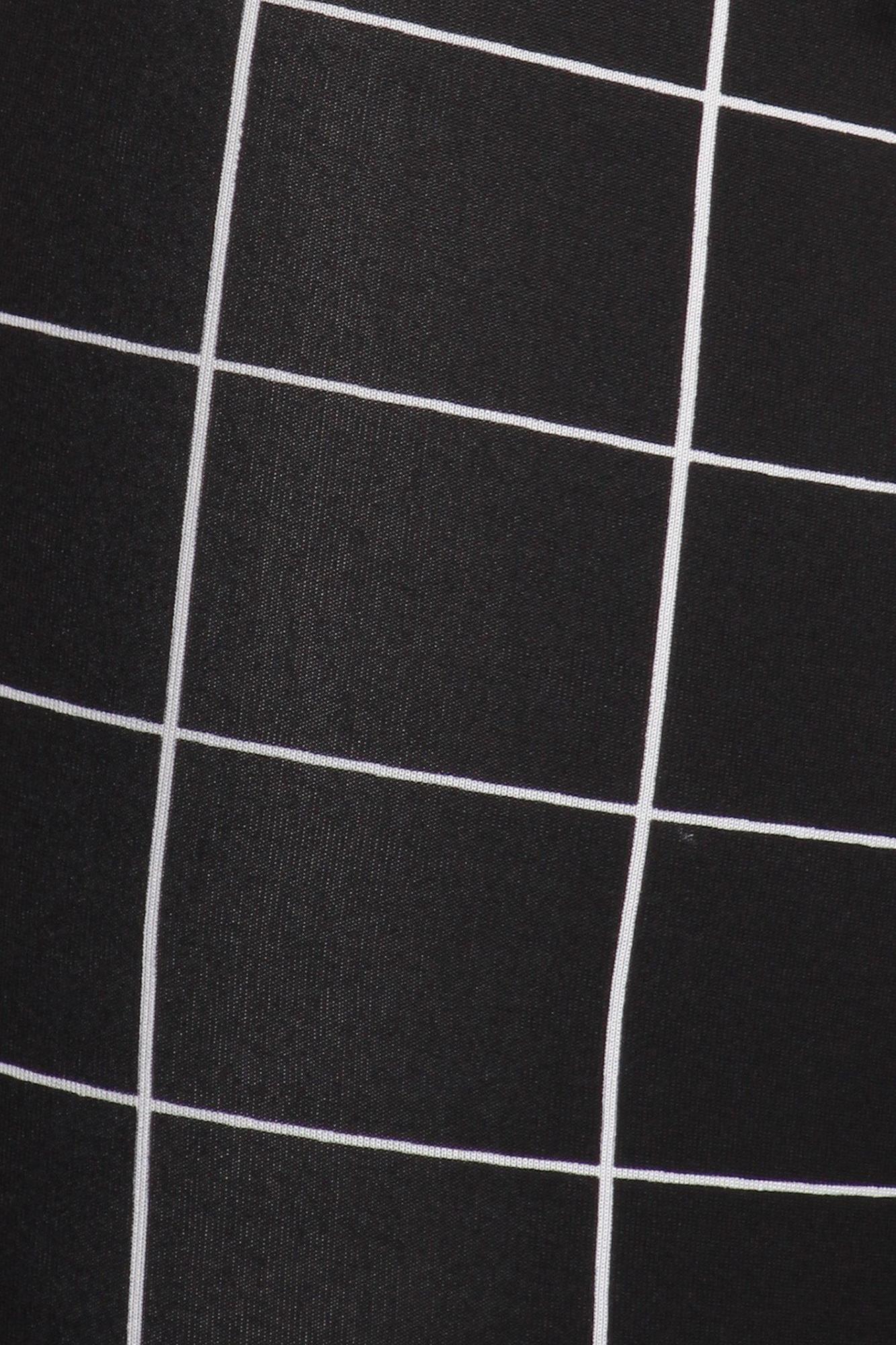 Wholesale Black and White Grid Print High Waisted Treggings with Button Front