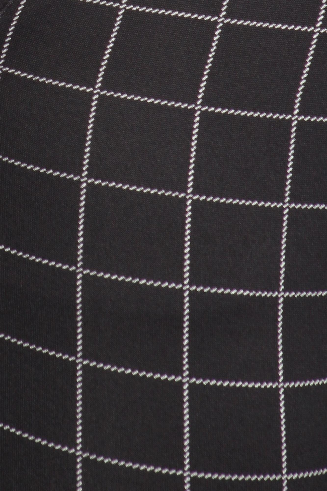 Wholesale Black and White Grid Print High Waisted Body Sculpting Treggings with Pockets