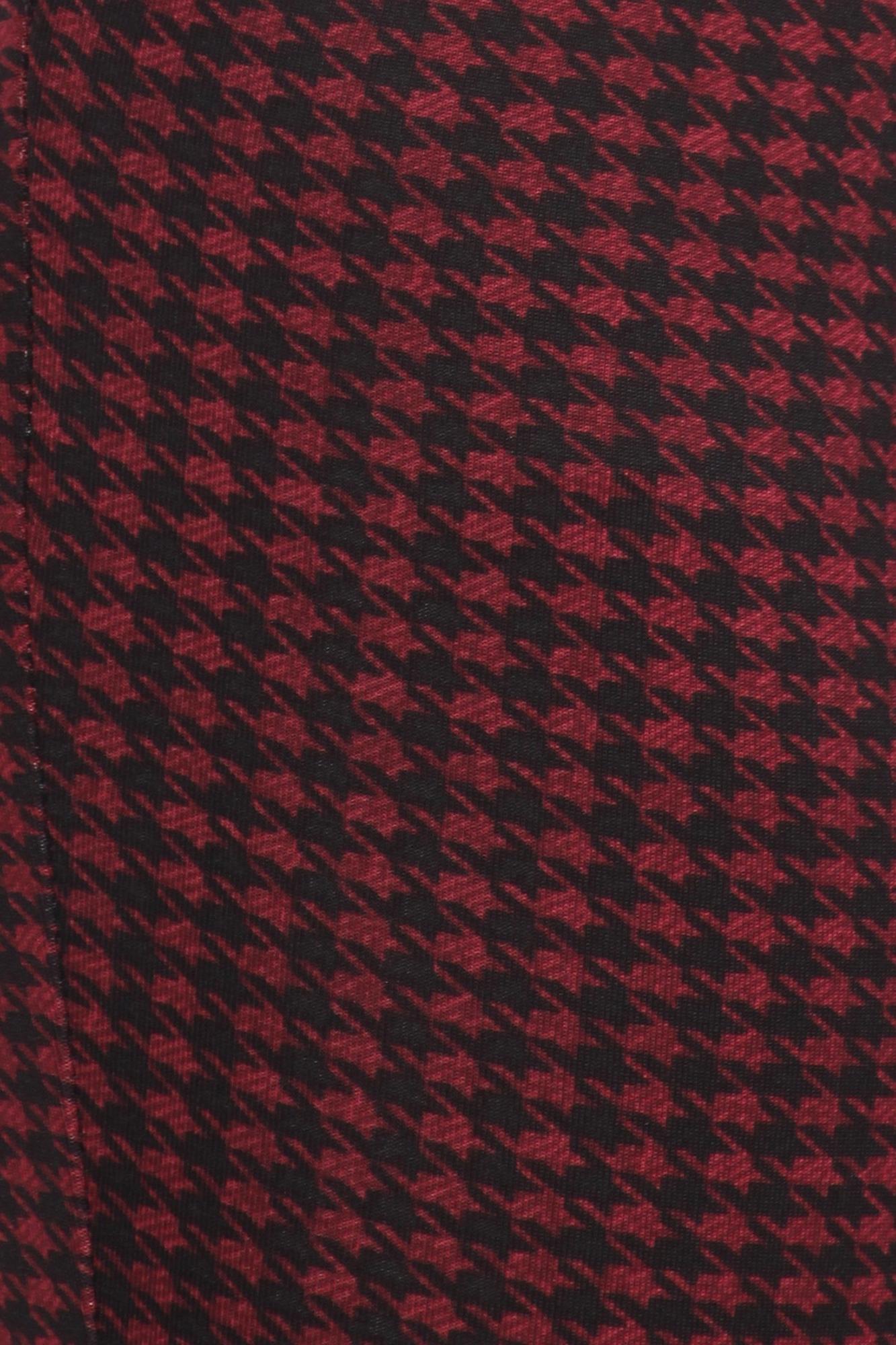 Wholesale Burgundy Houndstooth High Waisted Body Sculpting Treggings with Pockets