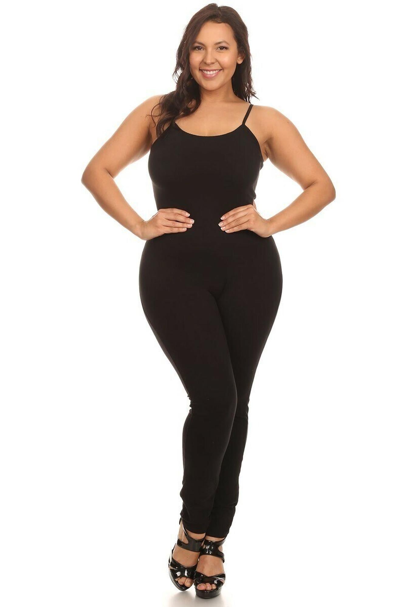 Wholesale USA Basic Cotton Spaghetti Strap Plus Size Jumpsuit