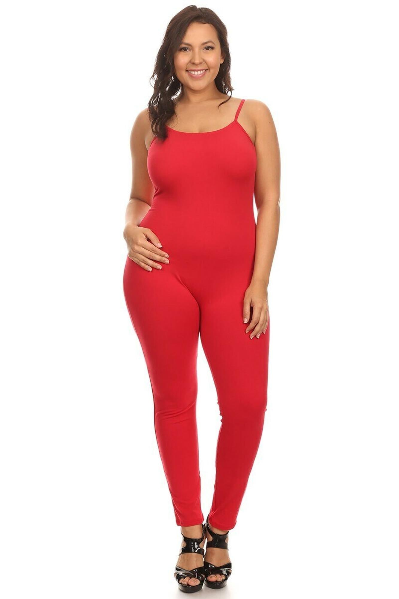 Wholesale USA Basic Cotton Spaghetti Strap Plus Size Jumpsuit