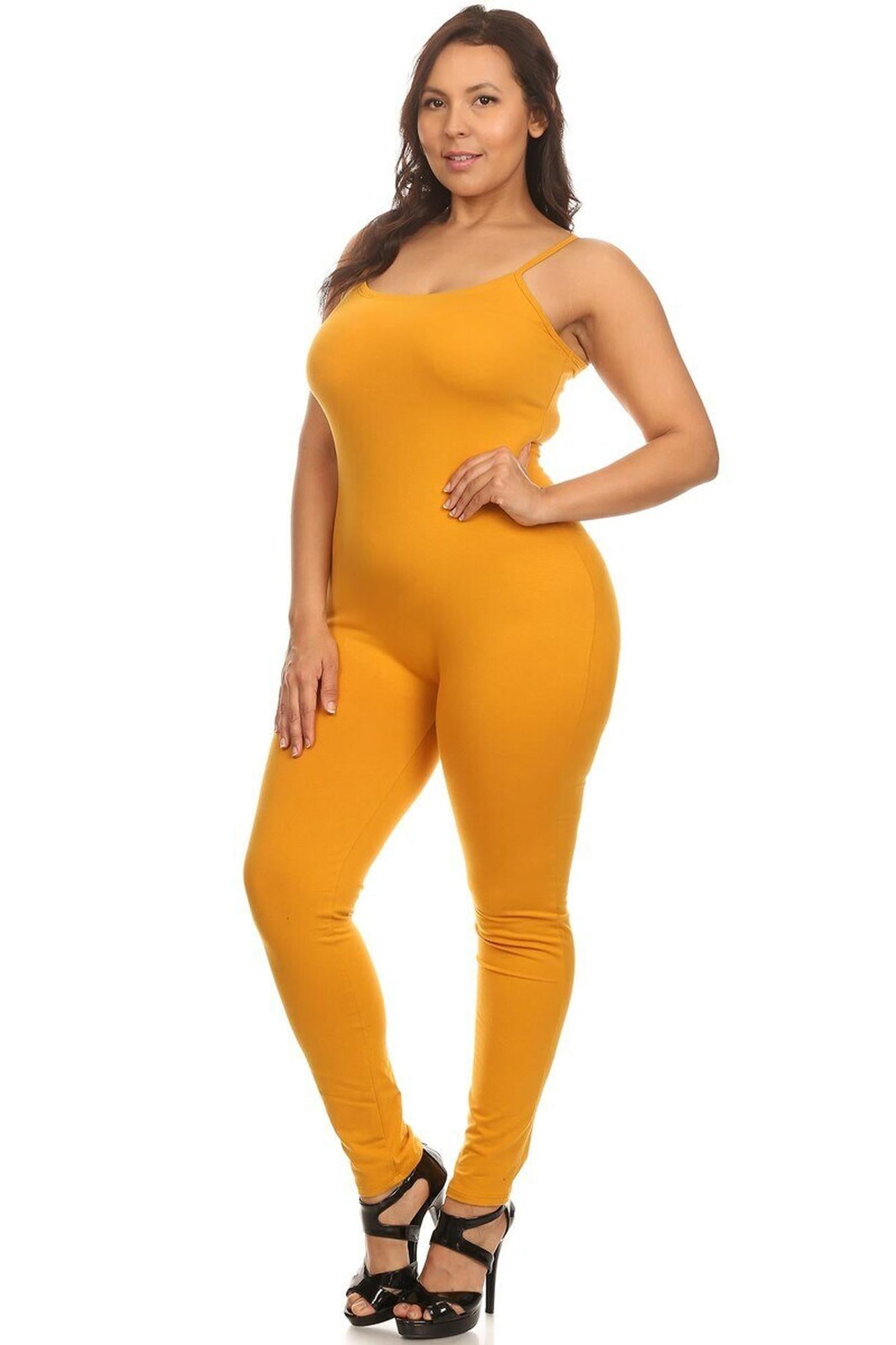 Wholesale USA Basic Cotton Spaghetti Strap Plus Size Jumpsuit