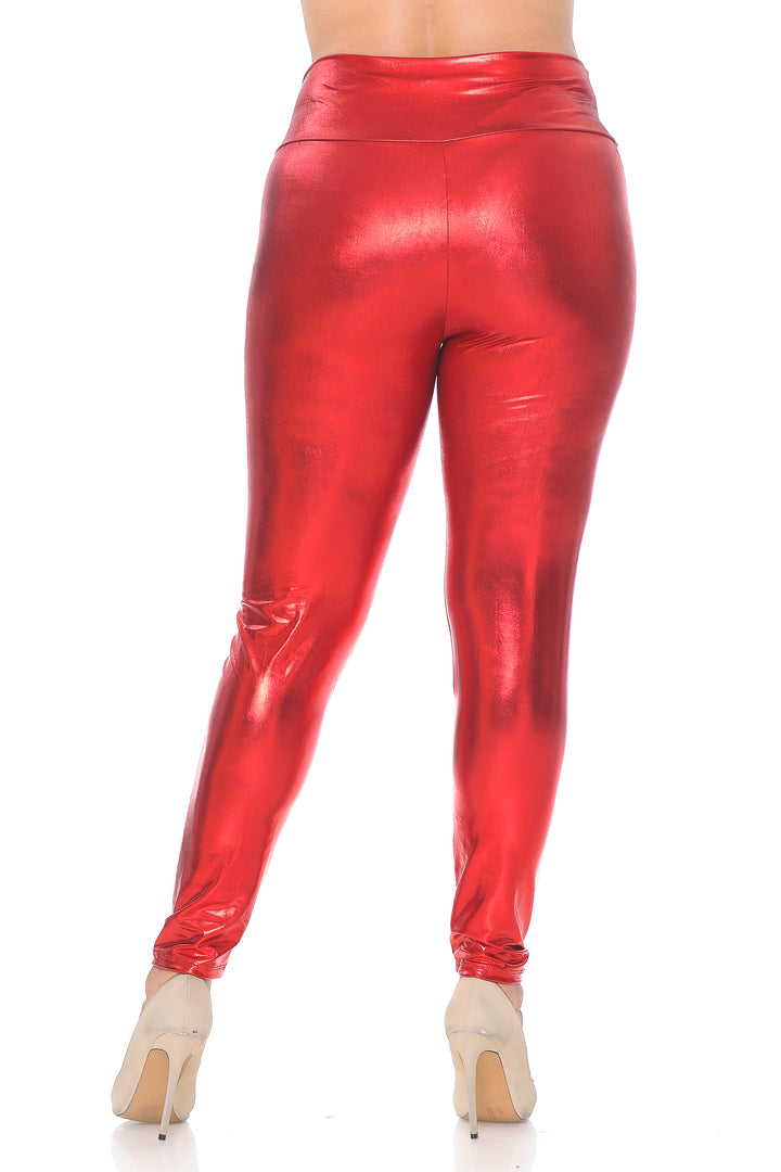 Wholesale Shiny Metallic High Waisted Plus Size Leggings