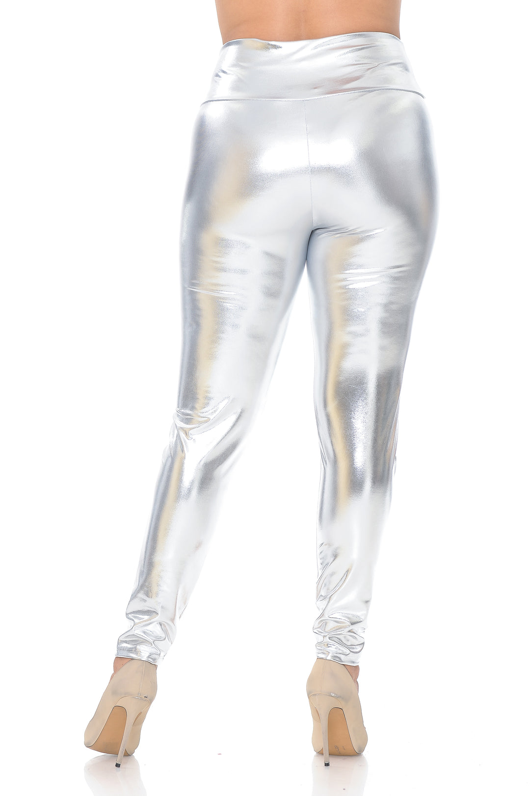 Wholesale Shiny Metallic High Waisted Plus Size Leggings