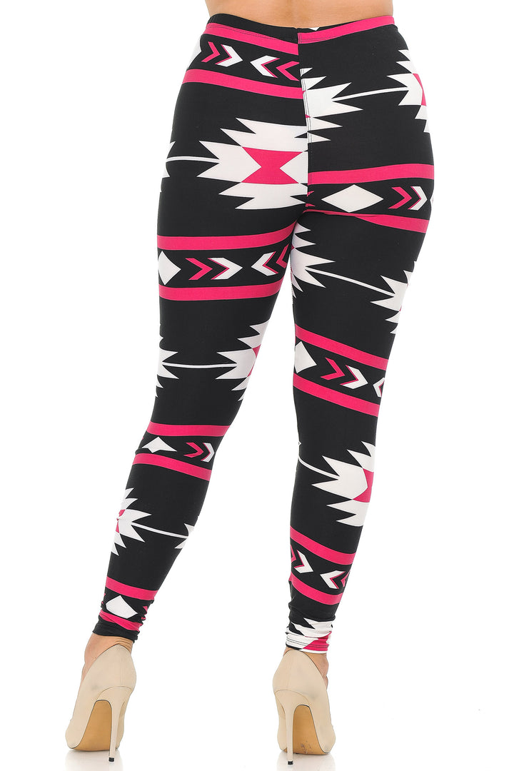 Wholesale Buttery Smooth Magenta Aztec Tribal Plus Size Leggings