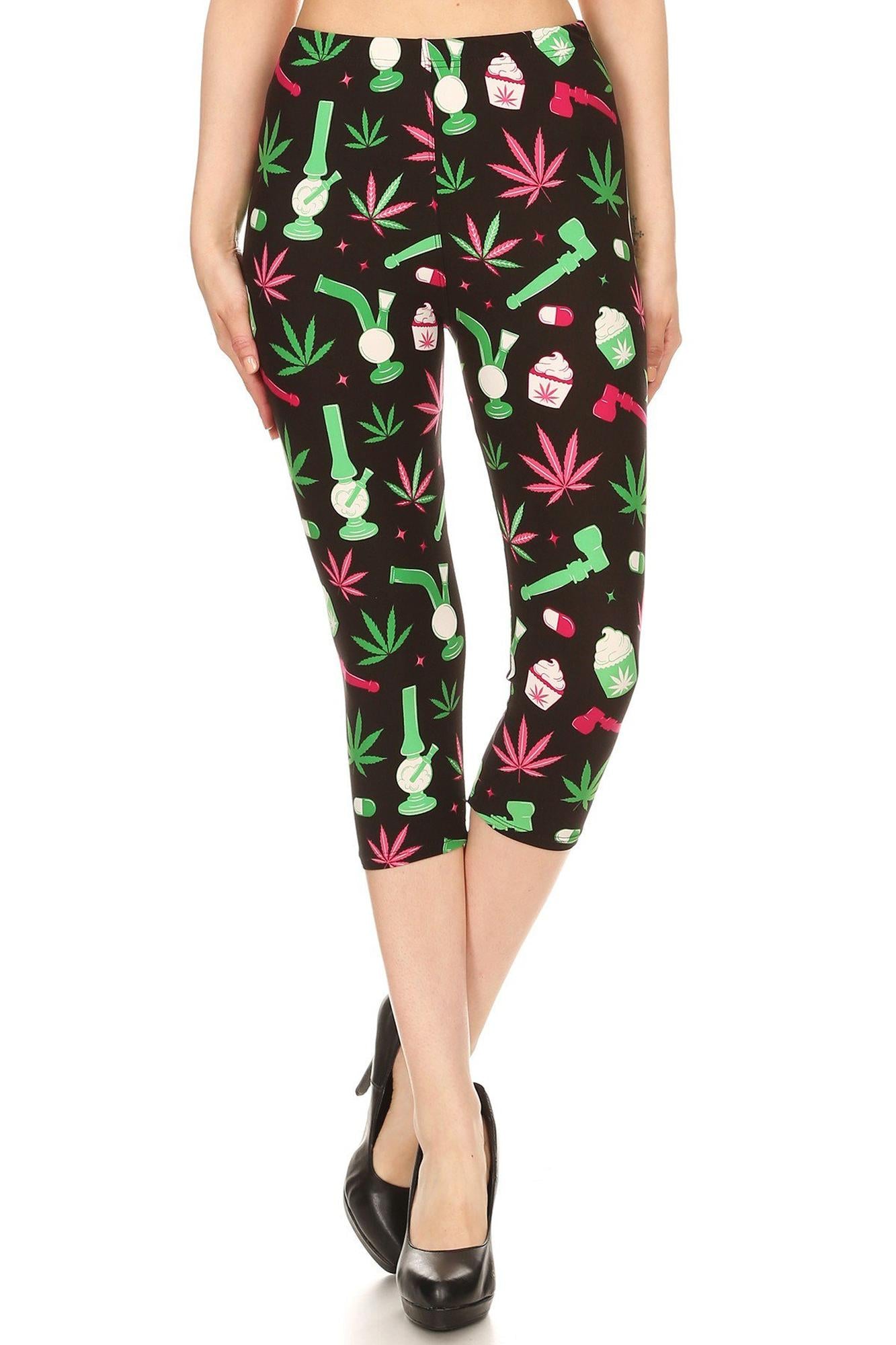 Wholesale Buttery Soft Marijuana Esprit Plus Size Capris