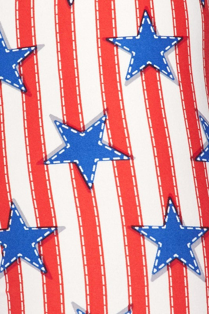 Wholesale Buttery Smooth Vertical Stars on Stripes Plus Size Capris