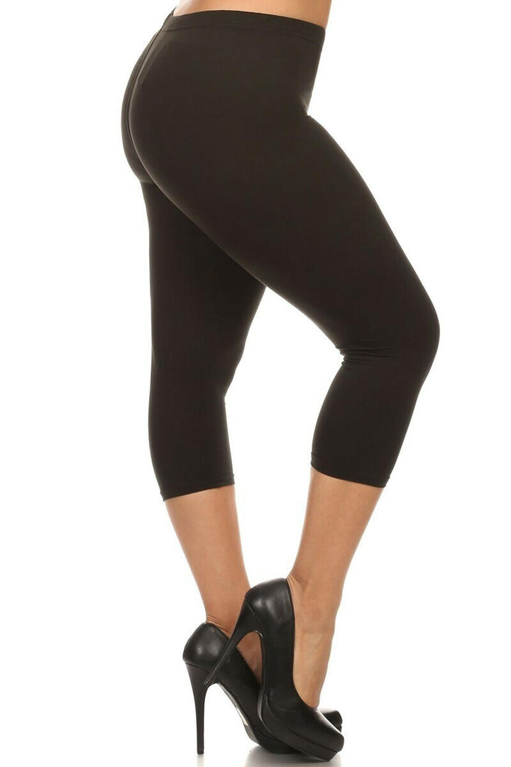 Wholesale Buttery Smooth Basic Solid Plus Size Capris - New Mix