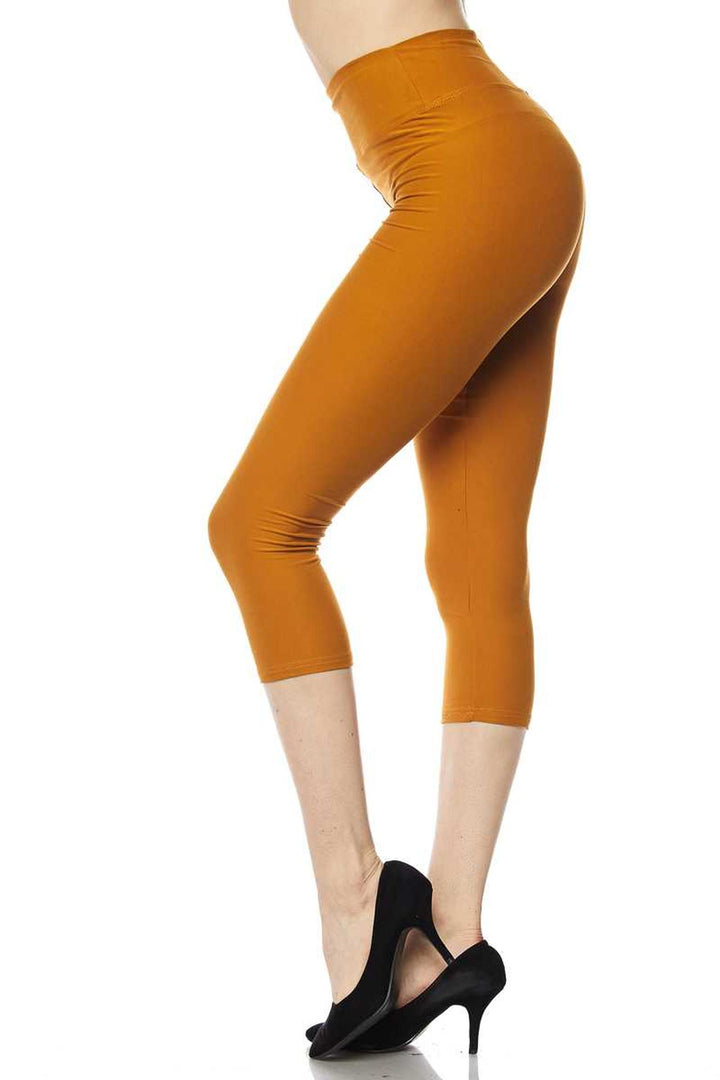 Wholesale Buttery Smooth Basic Solid High Waisted Plus Size Capris - 3 Inch - New Mix