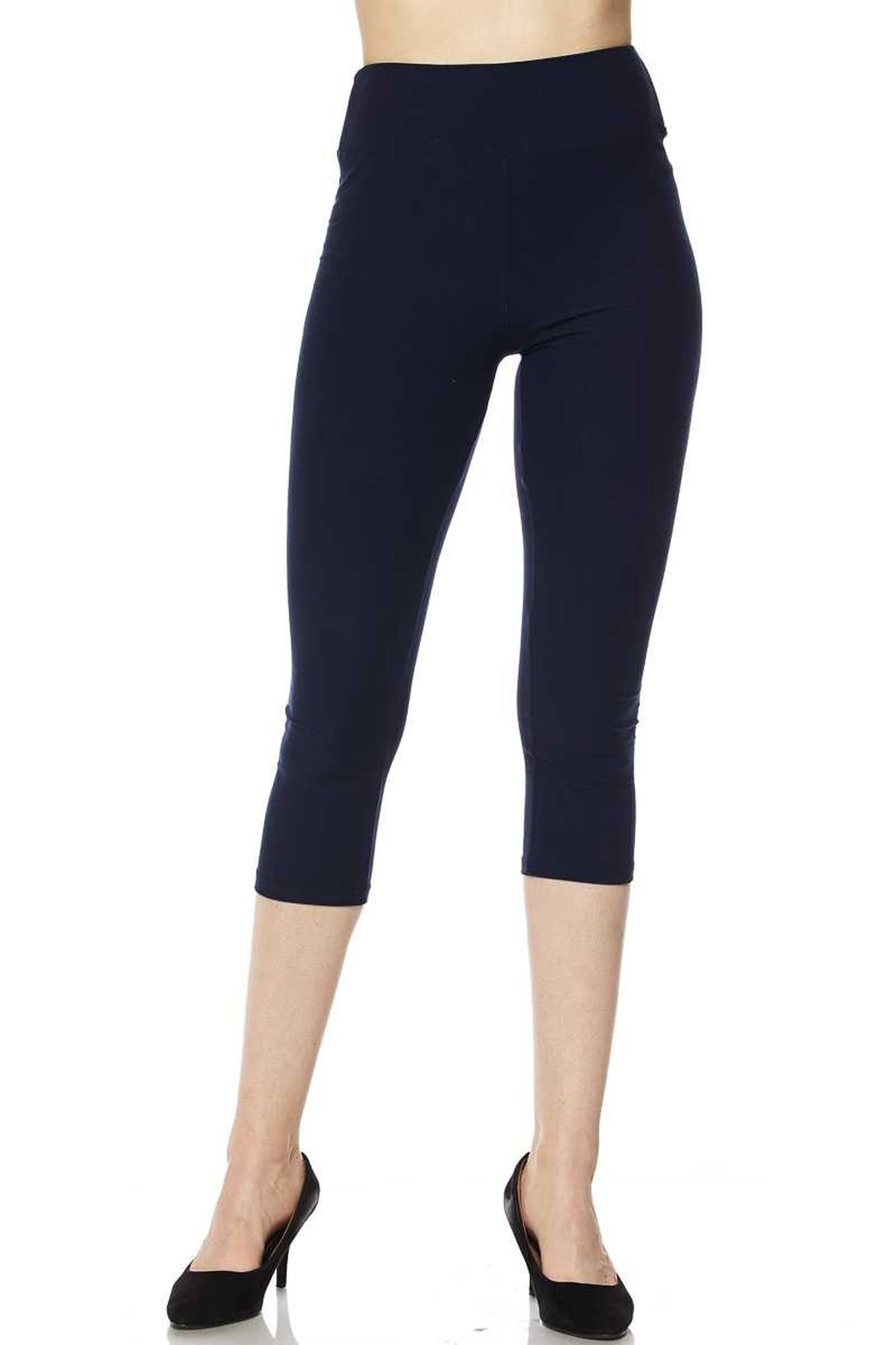 Wholesale Buttery Smooth Basic Solid High Waisted Plus Size Capris - 3 Inch - New Mix