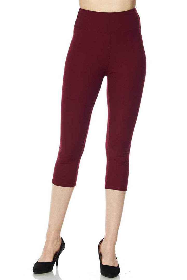Wholesale Buttery Smooth Basic Solid High Waisted Plus Size Capris - 3 Inch - New Mix