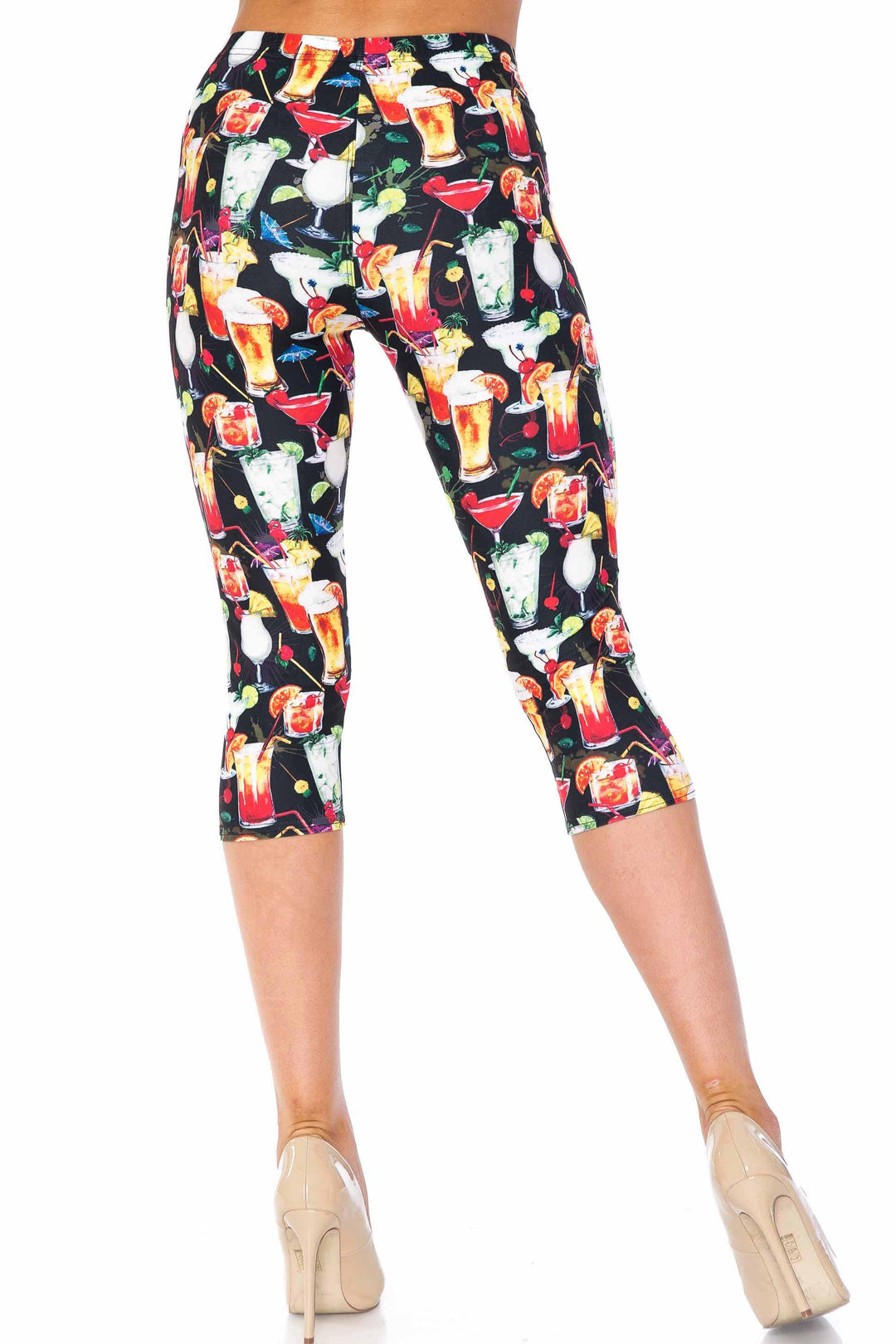 Wholesale Creamy Soft Tropical Cocktails Plus Size Capris - USA Fashion