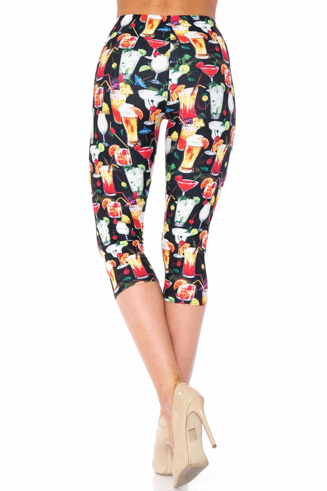 Wholesale Creamy Soft Tropical Cocktails Plus Size Capris - USA Fashion