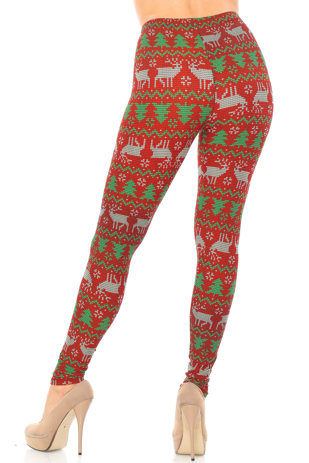 Wholesale Buttery Smooth Faux Knit Reindeer and Holiday Tree Plus Size Leggings