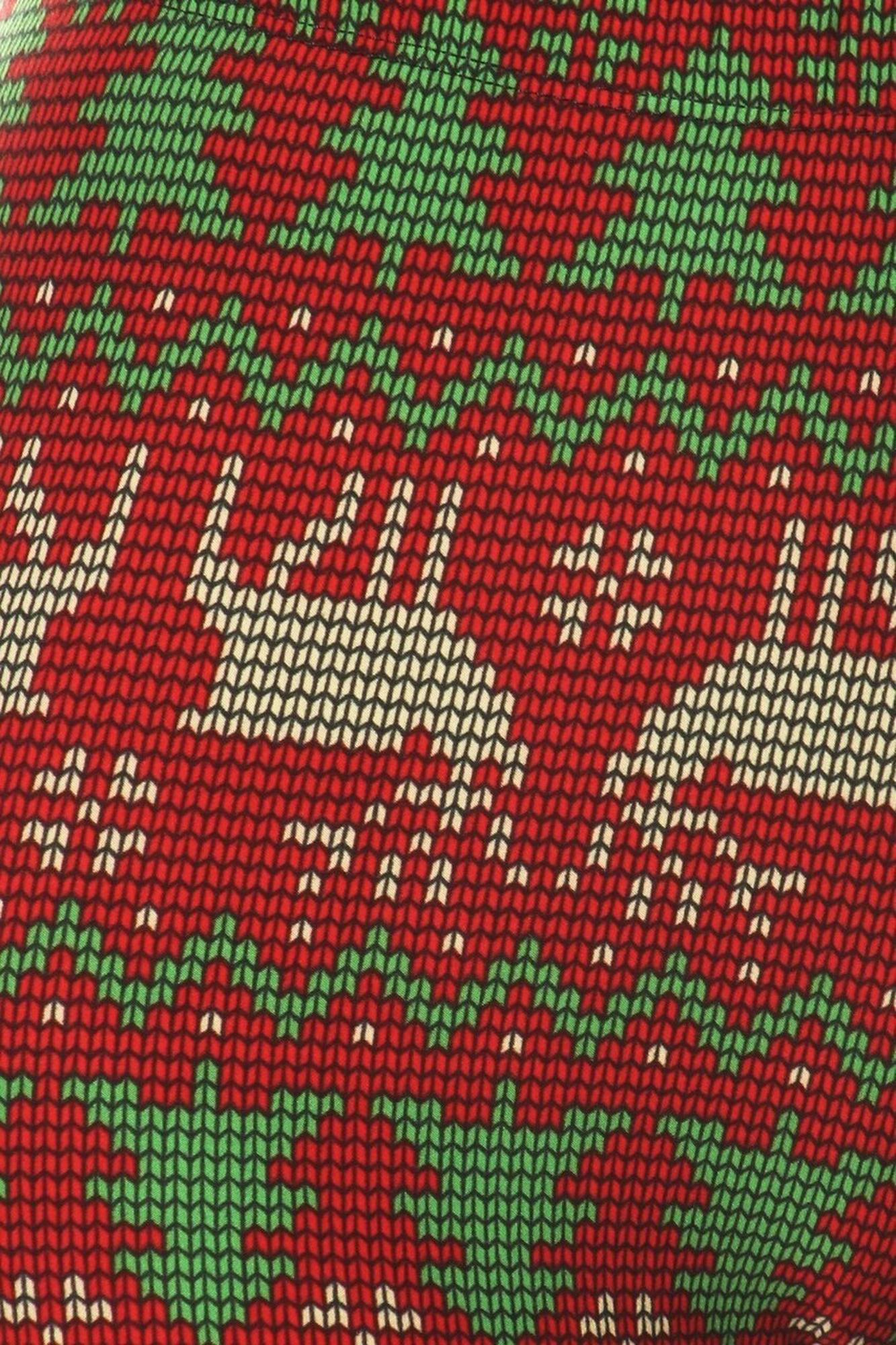 Wholesale Buttery Smooth Faux Knit Reindeer and Holiday Tree Plus Size Leggings
