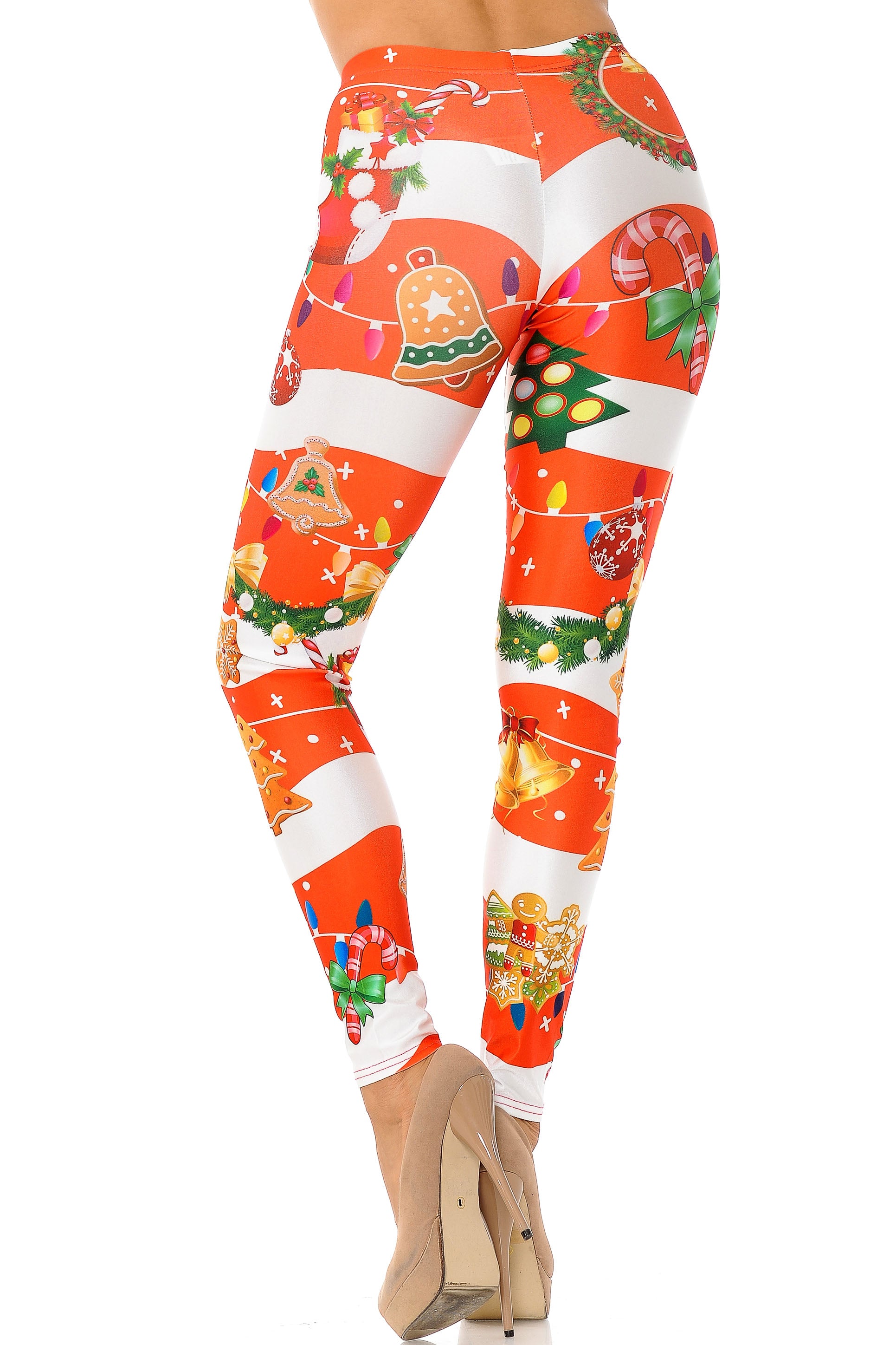 Wholesale Holiday Festive Red Christmas Garland Wrap Plus Size Leggings