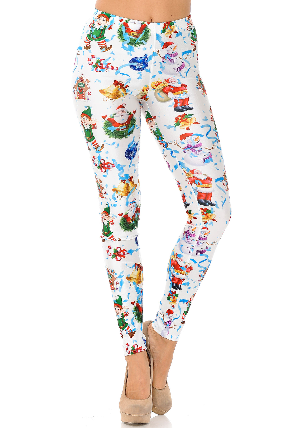 Wholesale White Wonderful Festive Christmas Plus Size Leggings