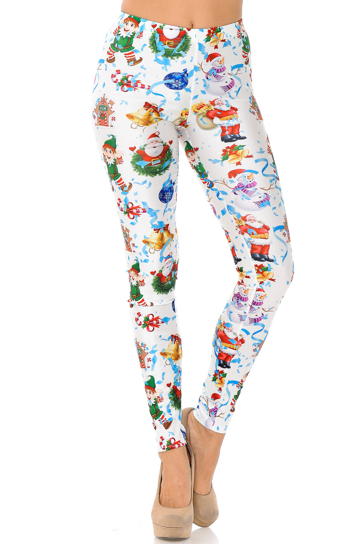 Wholesale White Wonderful Festive Christmas Plus Size Leggings