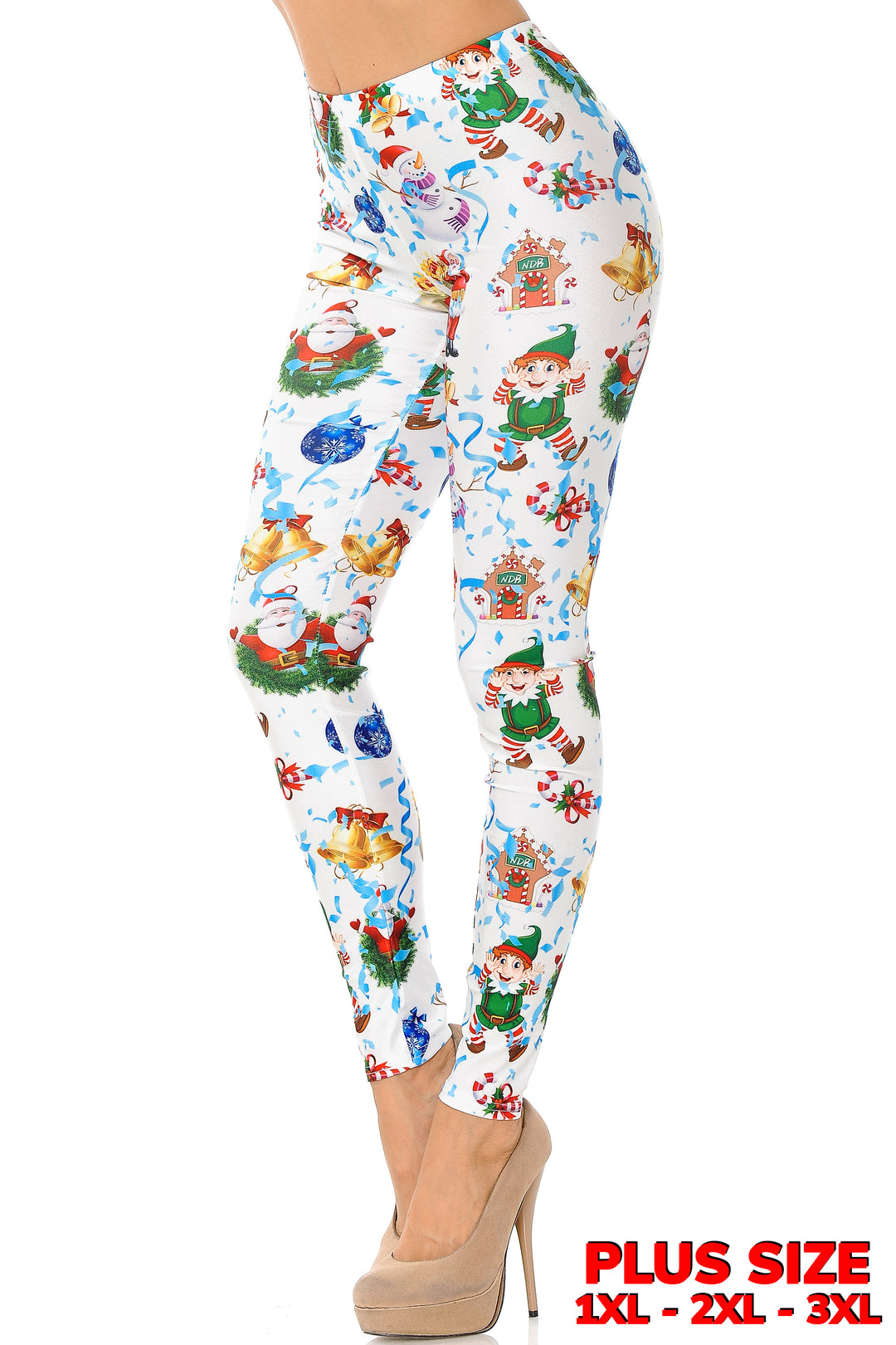 Wholesale White Wonderful Festive Christmas Plus Size Leggings