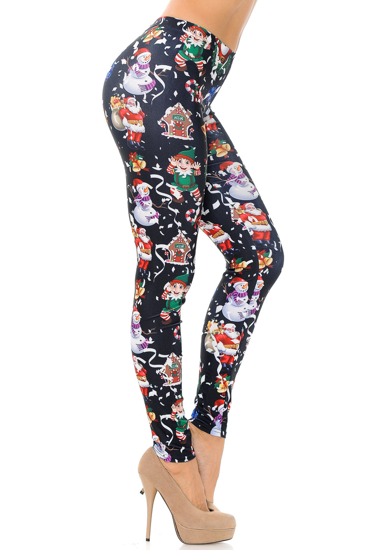 Wholesale Black Wonderful Festive Christmas Plus Size Leggings