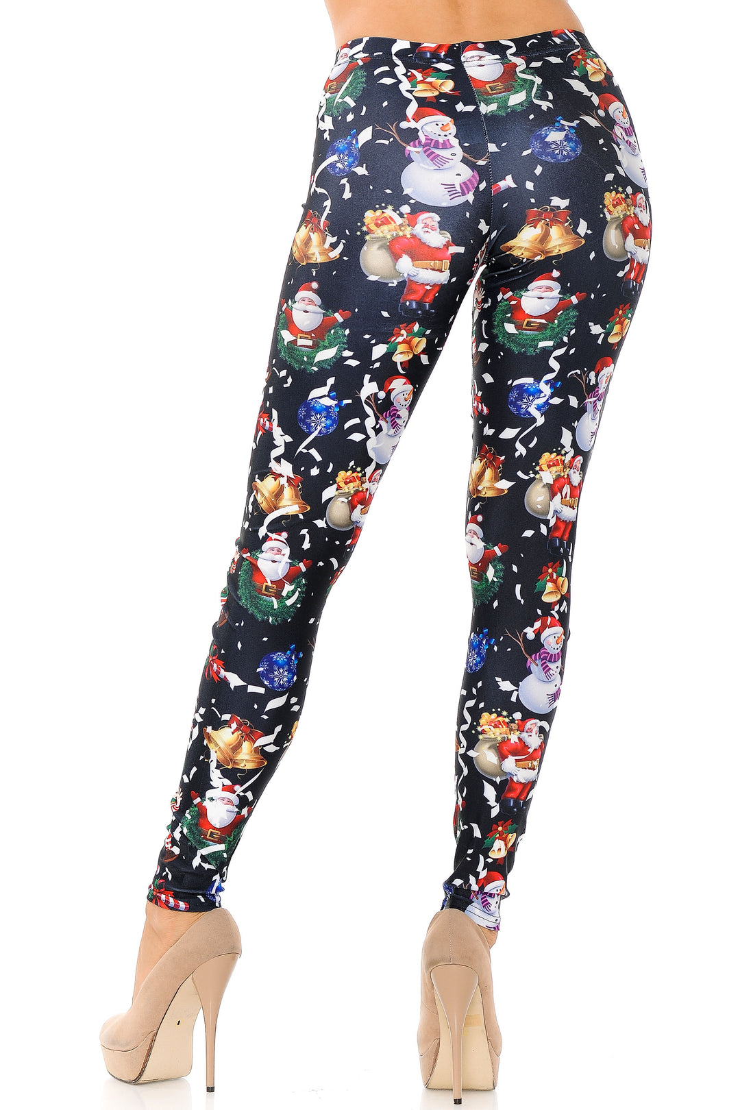 Wholesale Black Wonderful Festive Christmas Plus Size Leggings