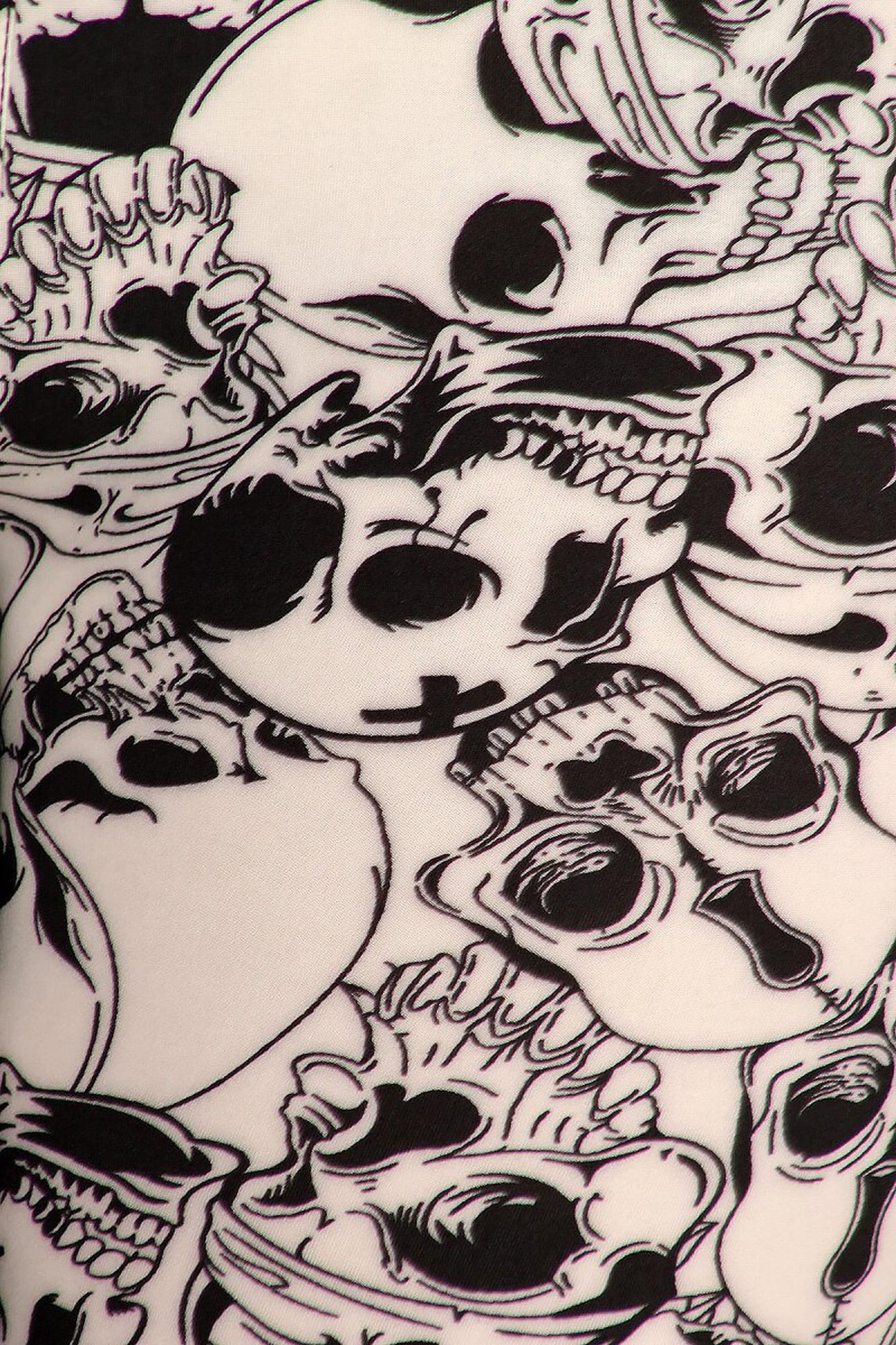Wholesale Buttery Smooth White Layers of Skulls Plus Size Leggings