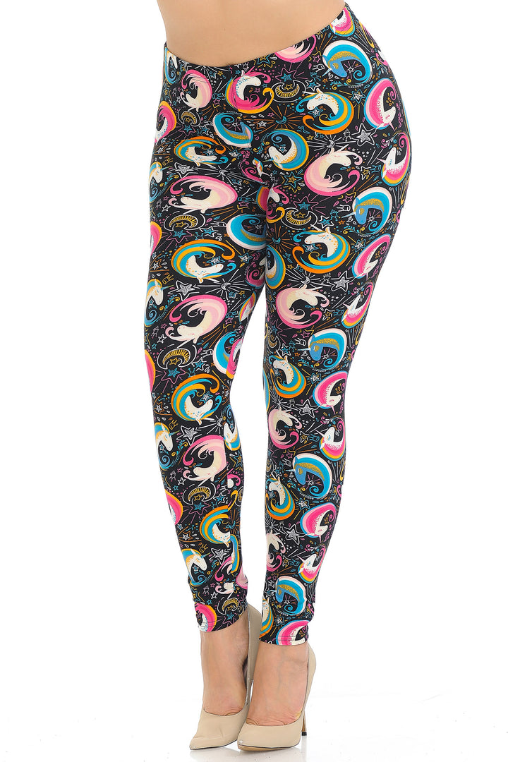 Wholesale Buttery Smooth Groovy Hip Unicorn Plus Size Leggings