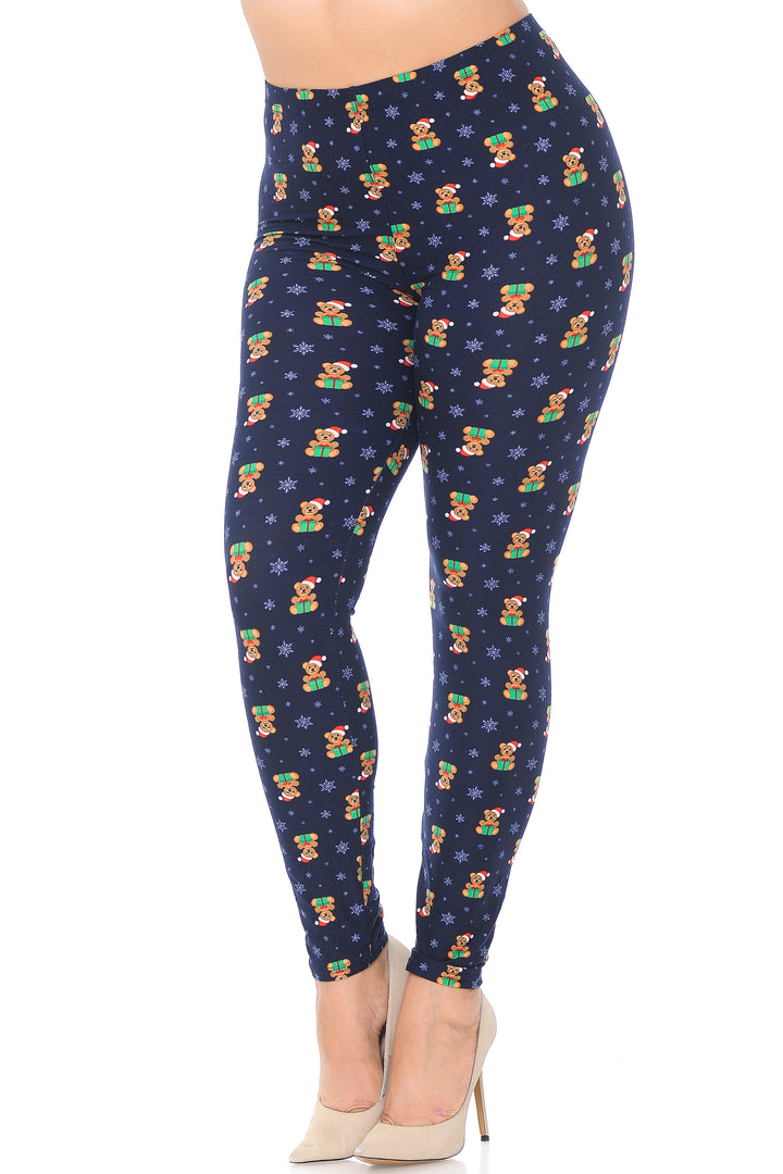 Wholesale Buttery Smooth Christmas Teddy Bears Plus size Leggings