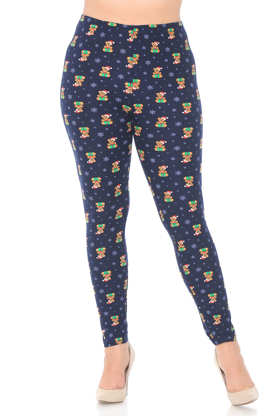 Wholesale Buttery Smooth Christmas Teddy Bears Plus size Leggings